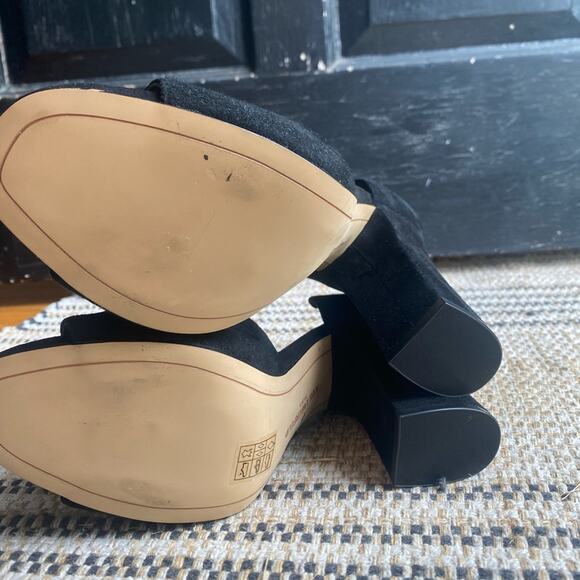 Black Karl‎ Lagerfeld suede block open toe heel sandals stunning 10 / 41 - Picture 6 of 8